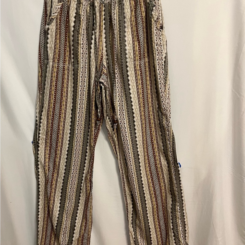 Beau/Dawson women’s pull on drawstring waist BOHO wide leg linen blend M or L